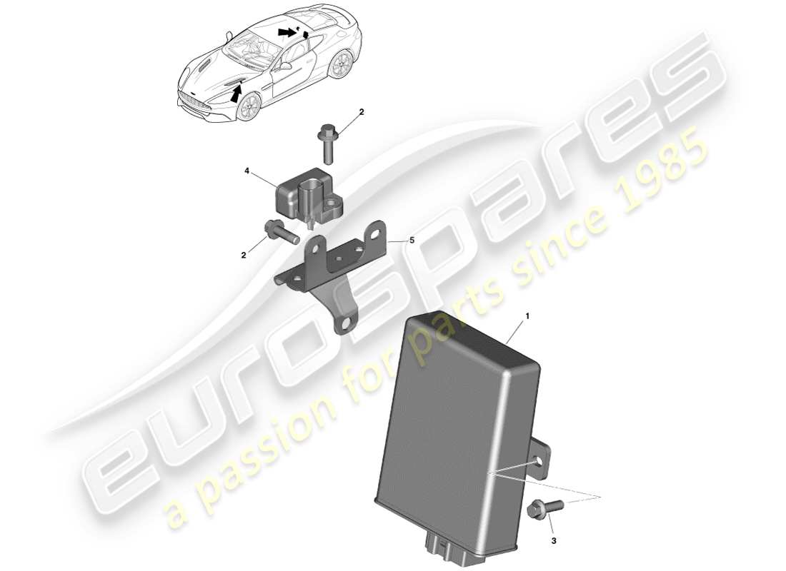 aston martin vanquish (2013) diagramma delle parti del modulo di smorzamento attivo