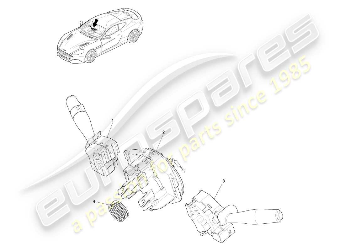 aston martin vanquish (2013) gruppo interruttore a colonna diagramma delle parti