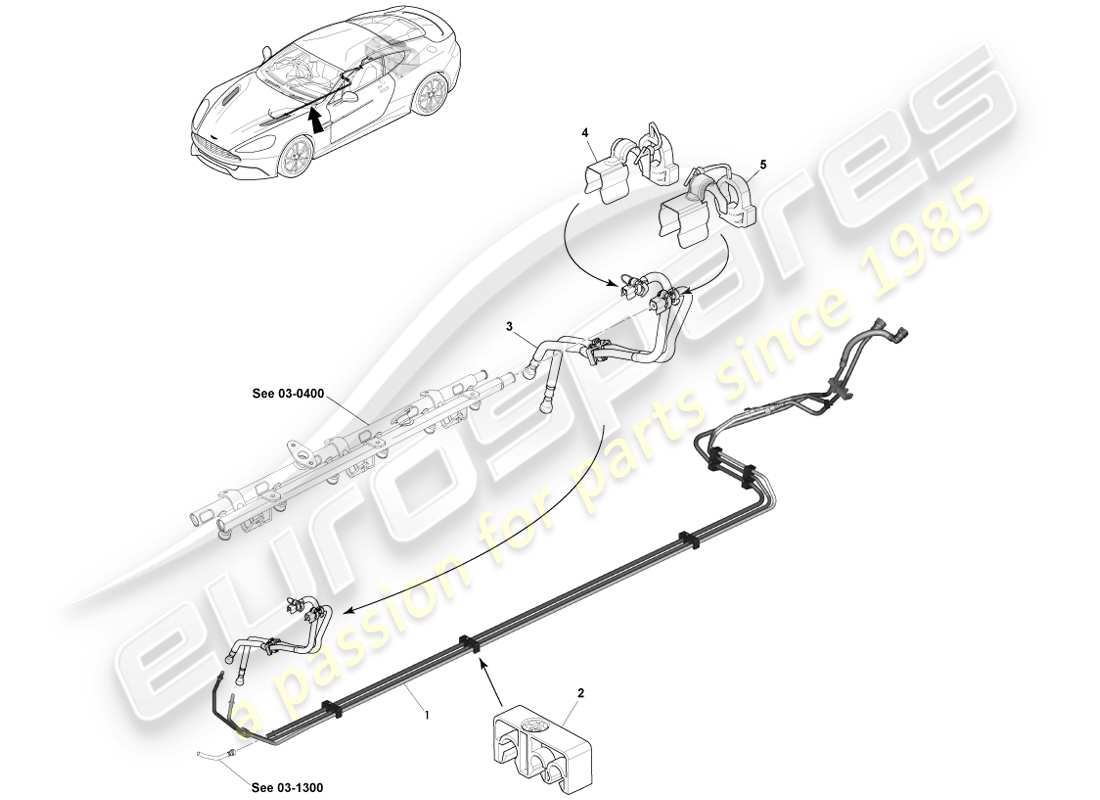 aston martin vanquish (2013) distribuzione carburante, a 15my diagramma delle parti