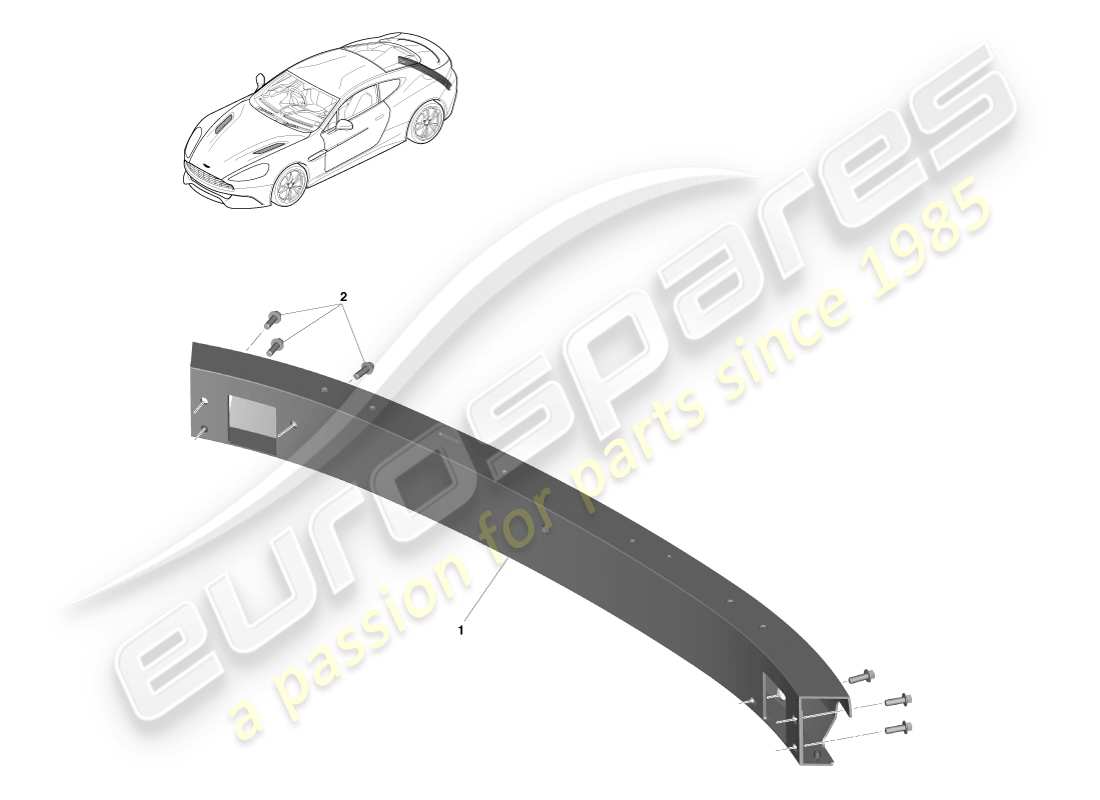 aston martin vanquish (2013) struttura del paraurti posteriore, row diagramma delle parti