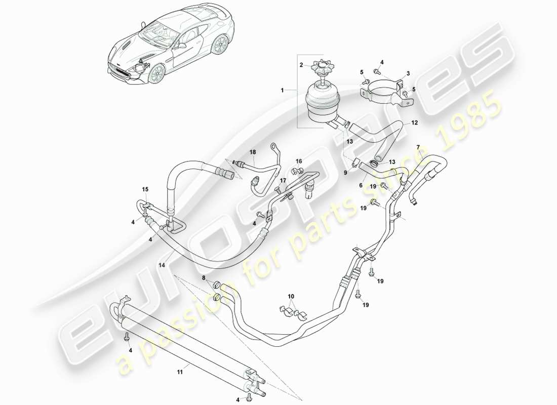 aston martin vanquish (2013) tubi pas, guida a sinistra a 15my diagramma delle parti