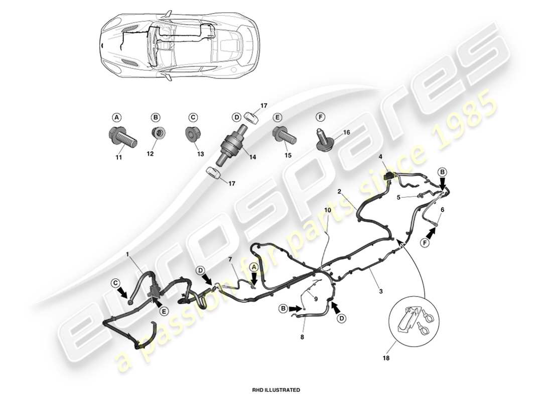 aston martin vanquish (2014) cavi batteria diagramma delle parti