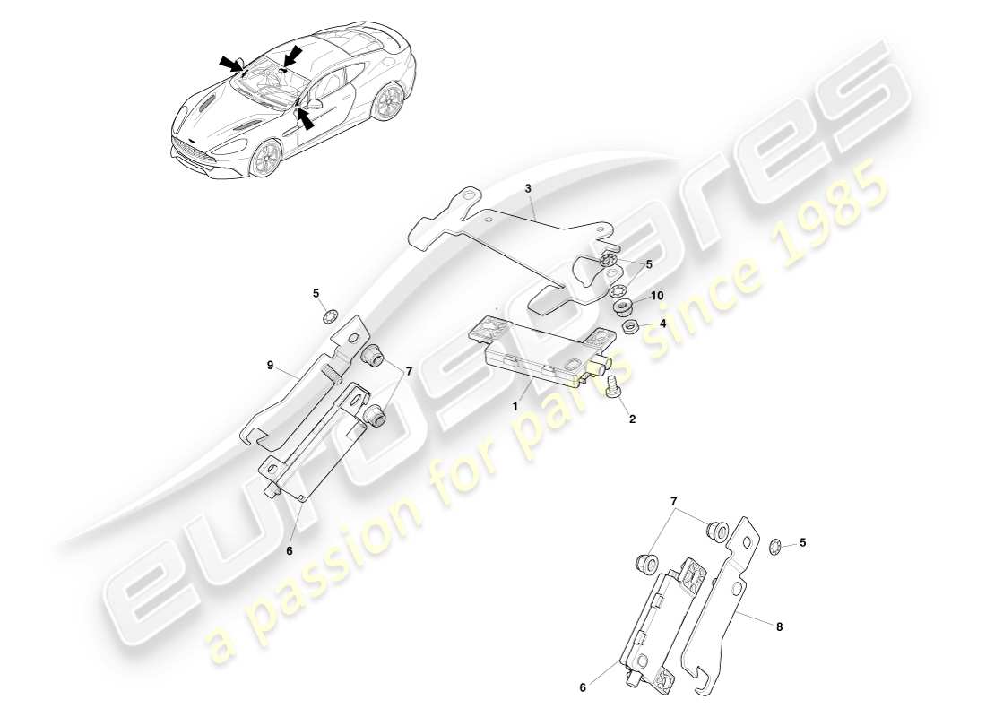 aston martin vanquish (2014) diagramma delle parti dell'antenna radio
