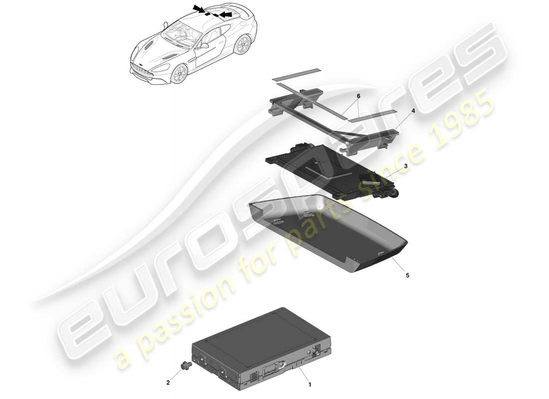 aston martin vanquish (2014) sintonizzatore sdars, coupé diagramma delle parti