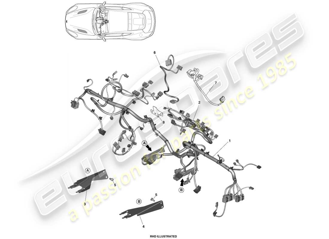 aston martin vanquish (2014) cablaggio ip diagramma delle parti