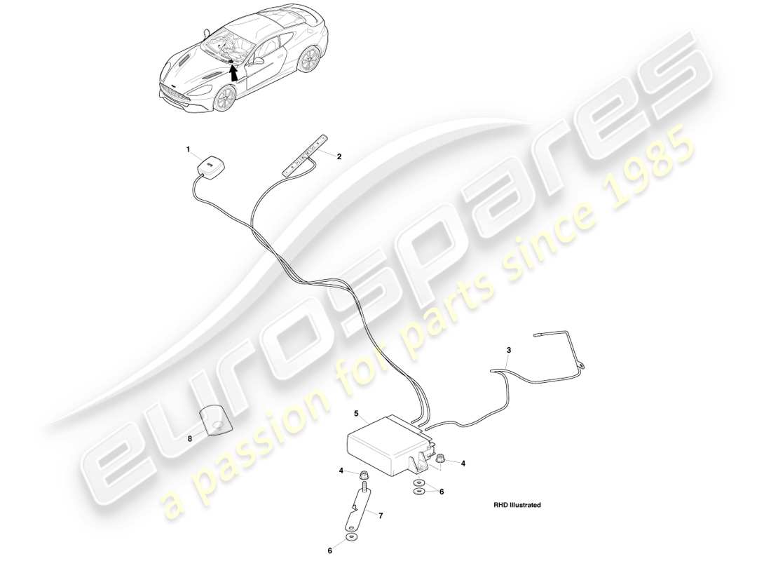 aston martin vanquish (2014) cat-5 localizzatore, 14.5 mio diagramma delle parti