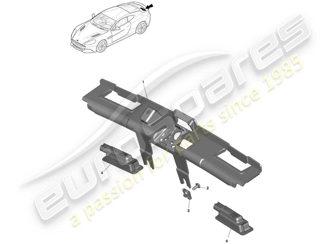 aston martin vanquish (2014) luci targa diagramma delle parti