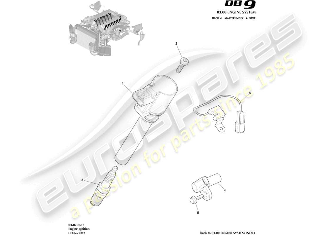aston martin db9 (2016) diagramma della parte di accensione