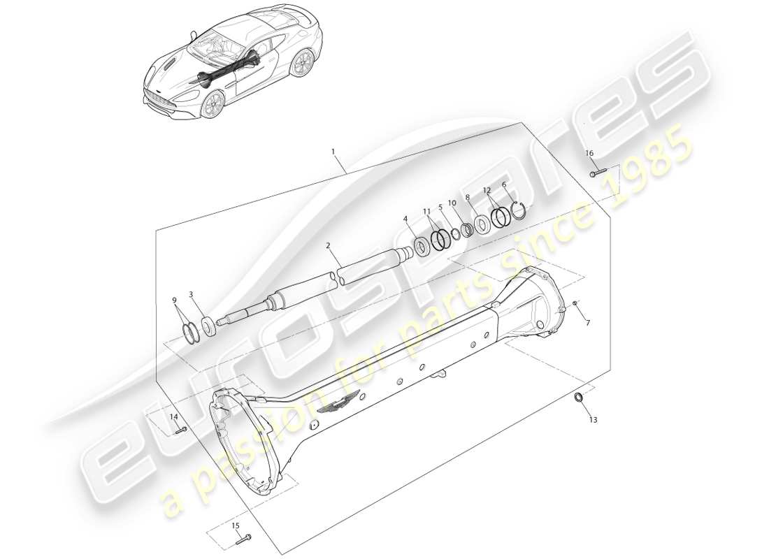 aston martin vanquish (2014) gruppo tubo di torsione, diagramma delle parti 8 spd