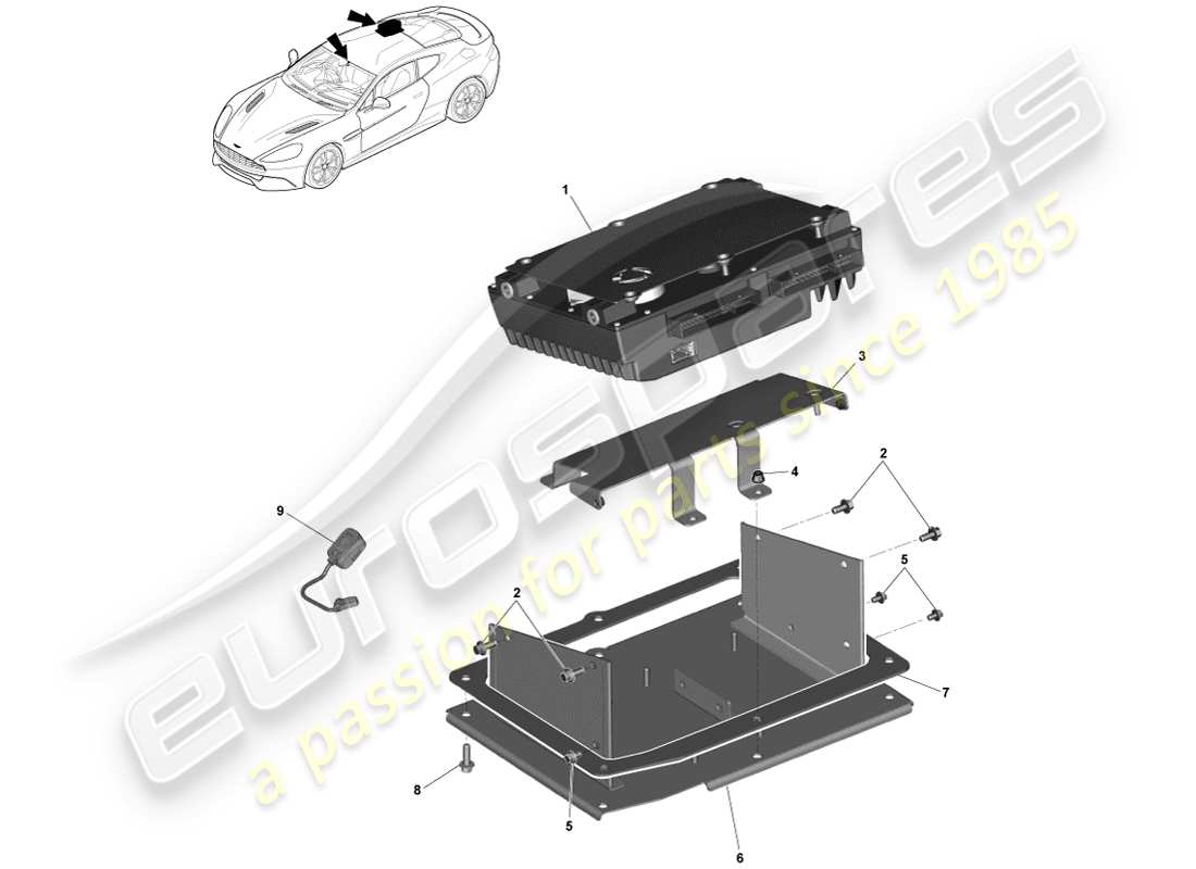 aston martin vanquish (2013) amplificatori, b&o, coupé diagramma delle parti