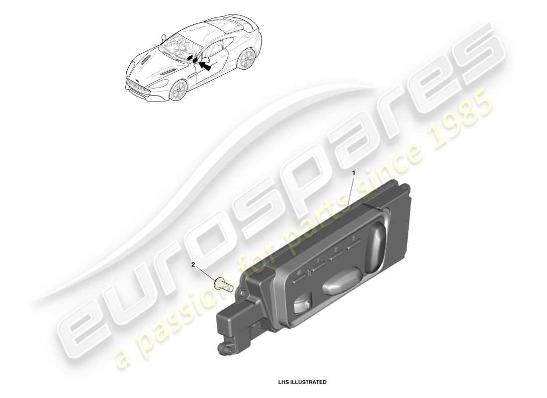 aston martin vanquish (2014) diagramma delle parti degli interruttori di regolazione del sedile
