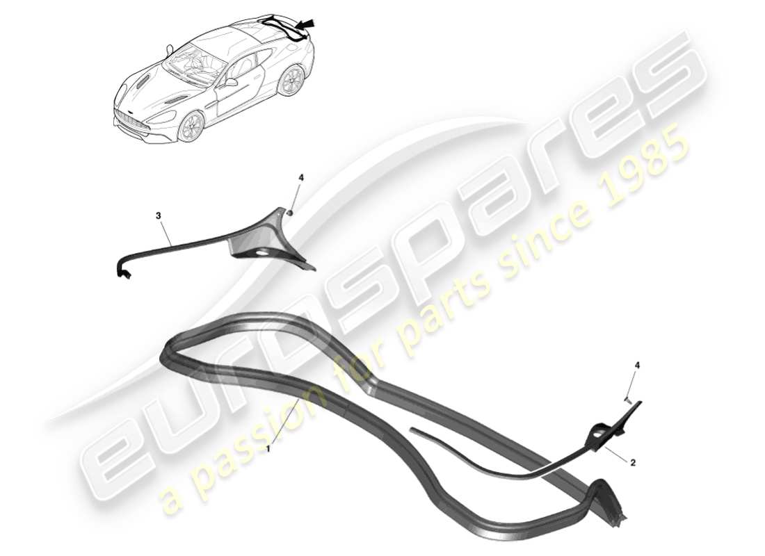 aston martin vanquish (2014) guarnizione di chiusura posteriore, diagramma della parte coupé