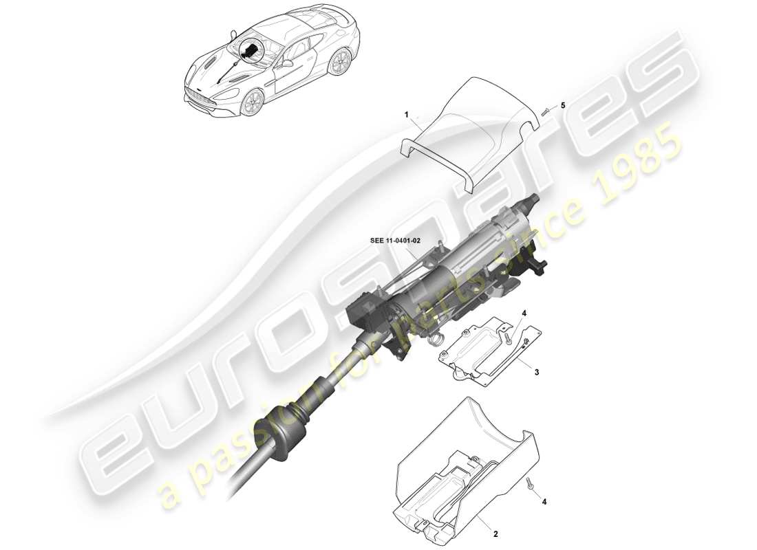 aston martin vanquish (2014) sindone della colonna diagramma delle parti