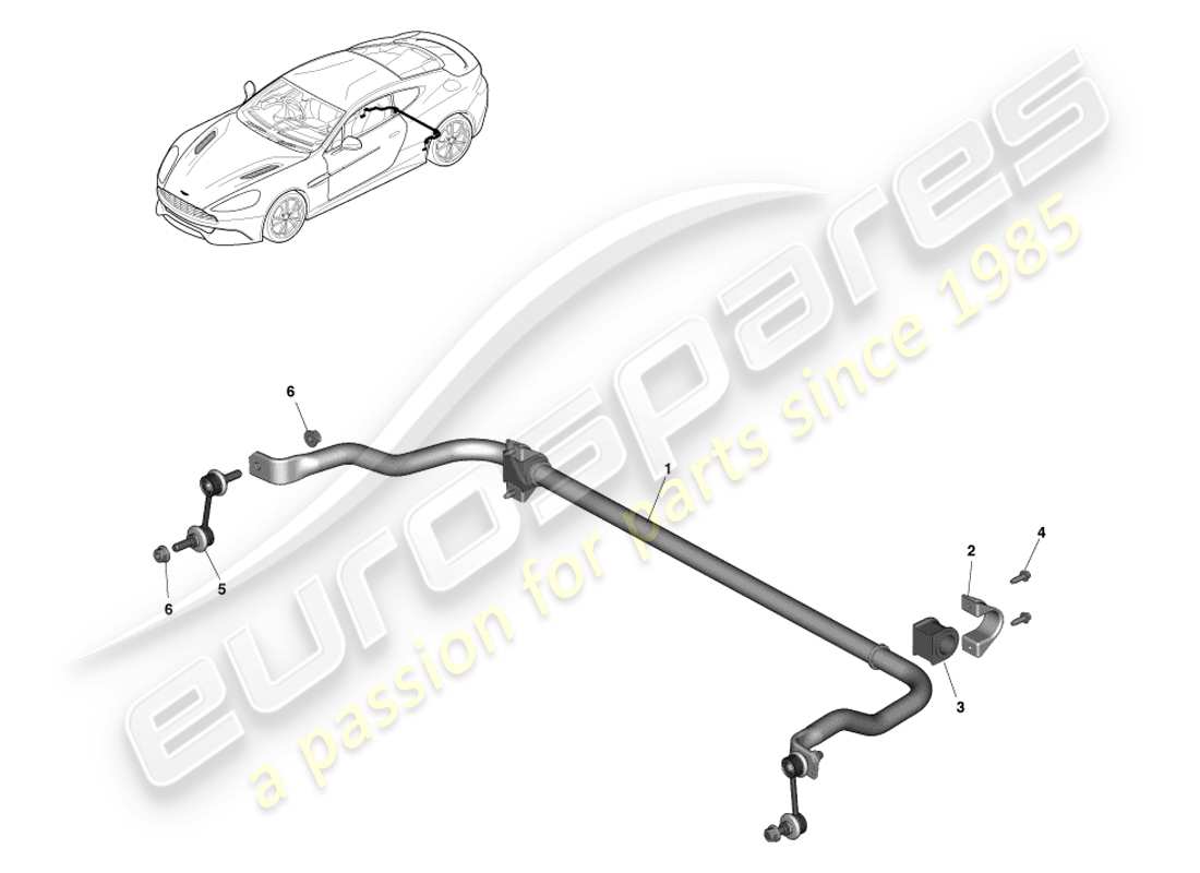 aston martin vanquish (2014) barra stabilizzatrice posteriore diagramma delle parti