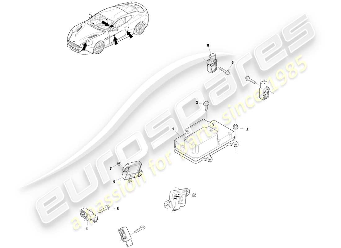 aston martin vanquish (2014) elettronica di ritenuta diagramma delle parti