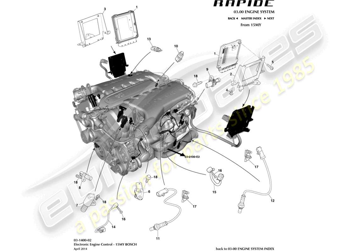 aston martin rapide (2010) controllo elettronico del motore, 15my diagramma delle parti