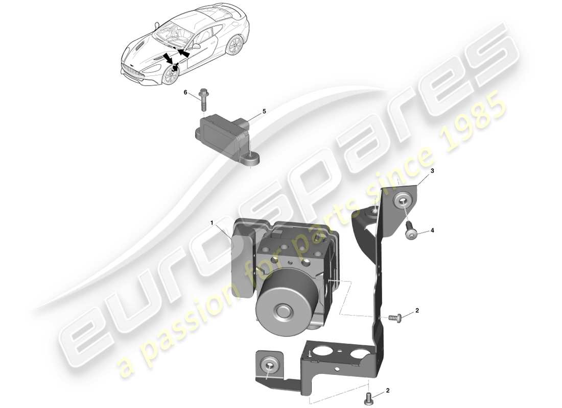 aston martin vanquish (2013) modulo freno elettronico diagramma delle parti
