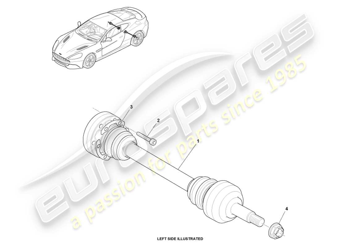 aston martin vanquish (2013) gruppo semialbero posteriore diagramma delle parti