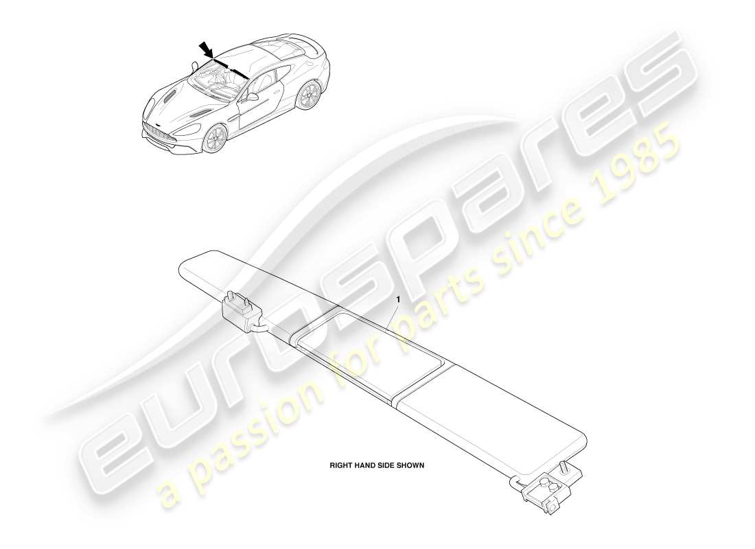 aston martin vanquish (2013) visiere parasole diagramma delle parti