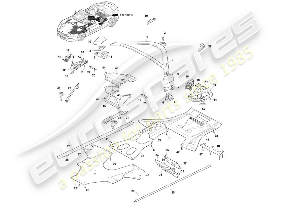 aston martin vanquish (2014) parti accessorie, volante, pagina 1 diagramma delle parti