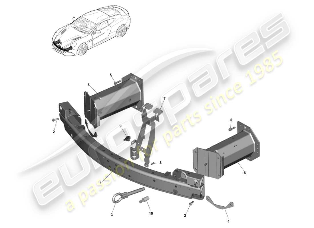 aston martin vanquish (2014) struttura del paraurti anteriore, fila diagramma delle parti
