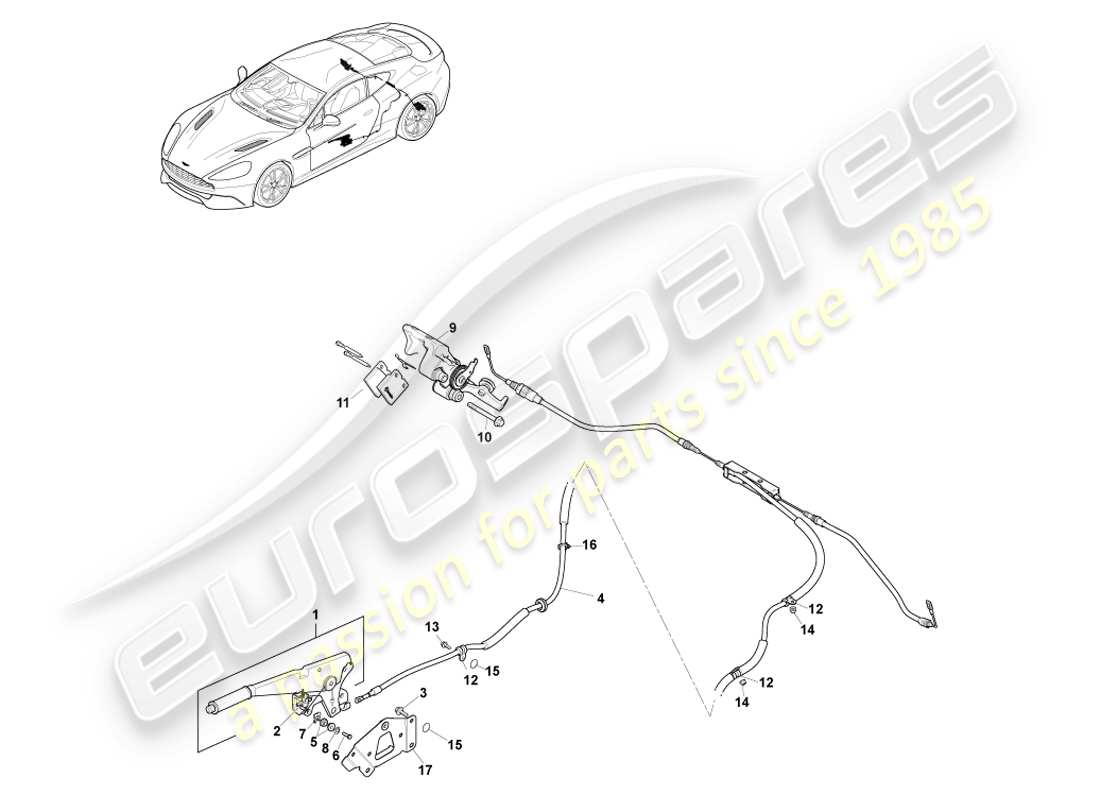aston martin vanquish (2013) freno di stazionamento, guida a sinistra diagramma delle parti