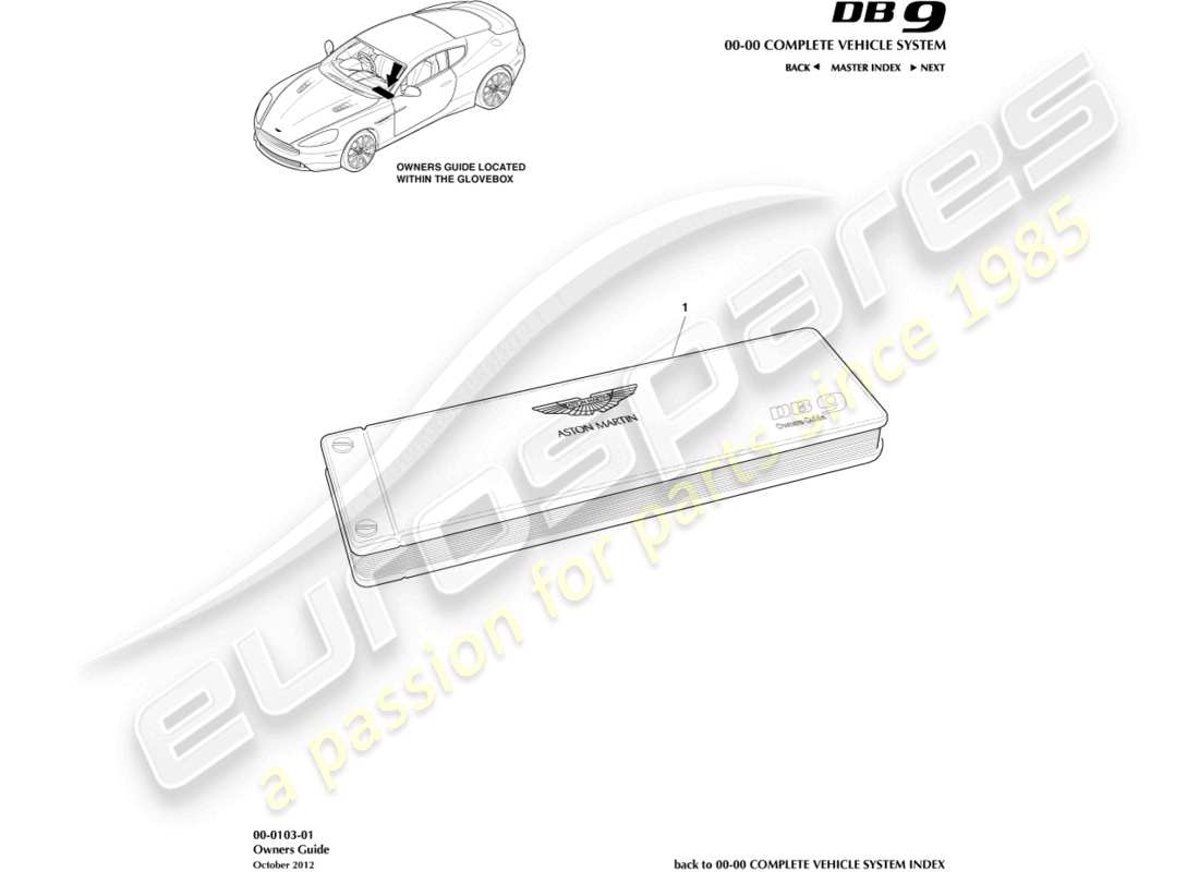 aston martin db9 (2013) guida per i proprietari diagramma delle parti