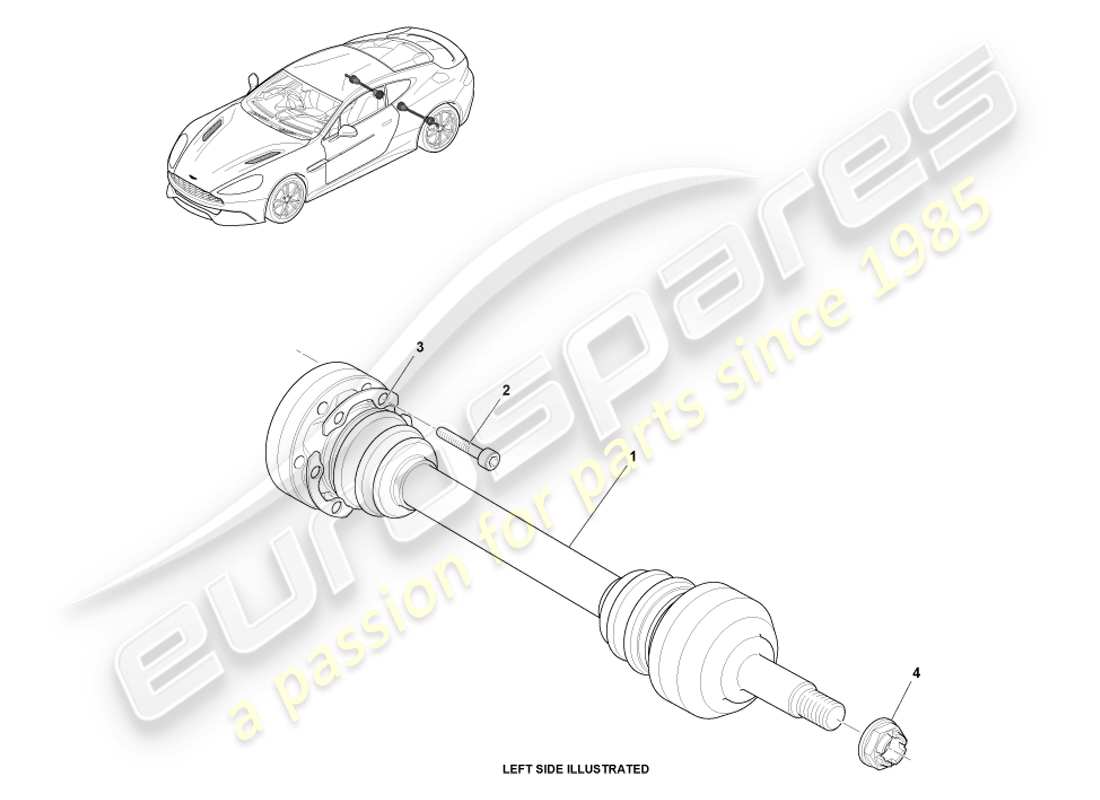 aston martin vanquish (2014) gruppo semialbero posteriore diagramma delle parti