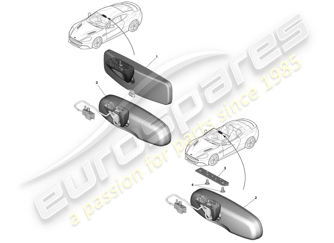 aston martin vanquish (2014) specchio interno diagramma delle parti