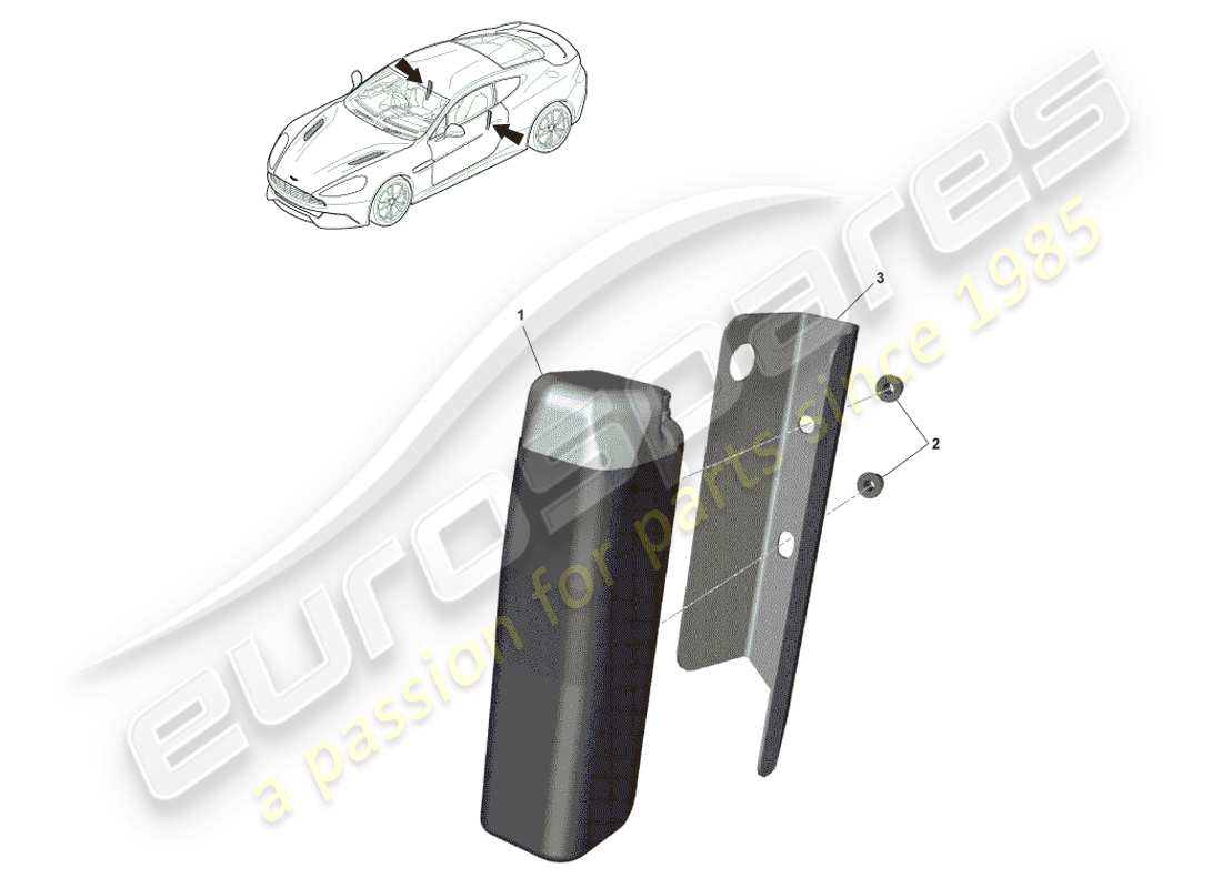 aston martin vanquish (2014) diagramma delle parti dell'airbag del sedile anteriore