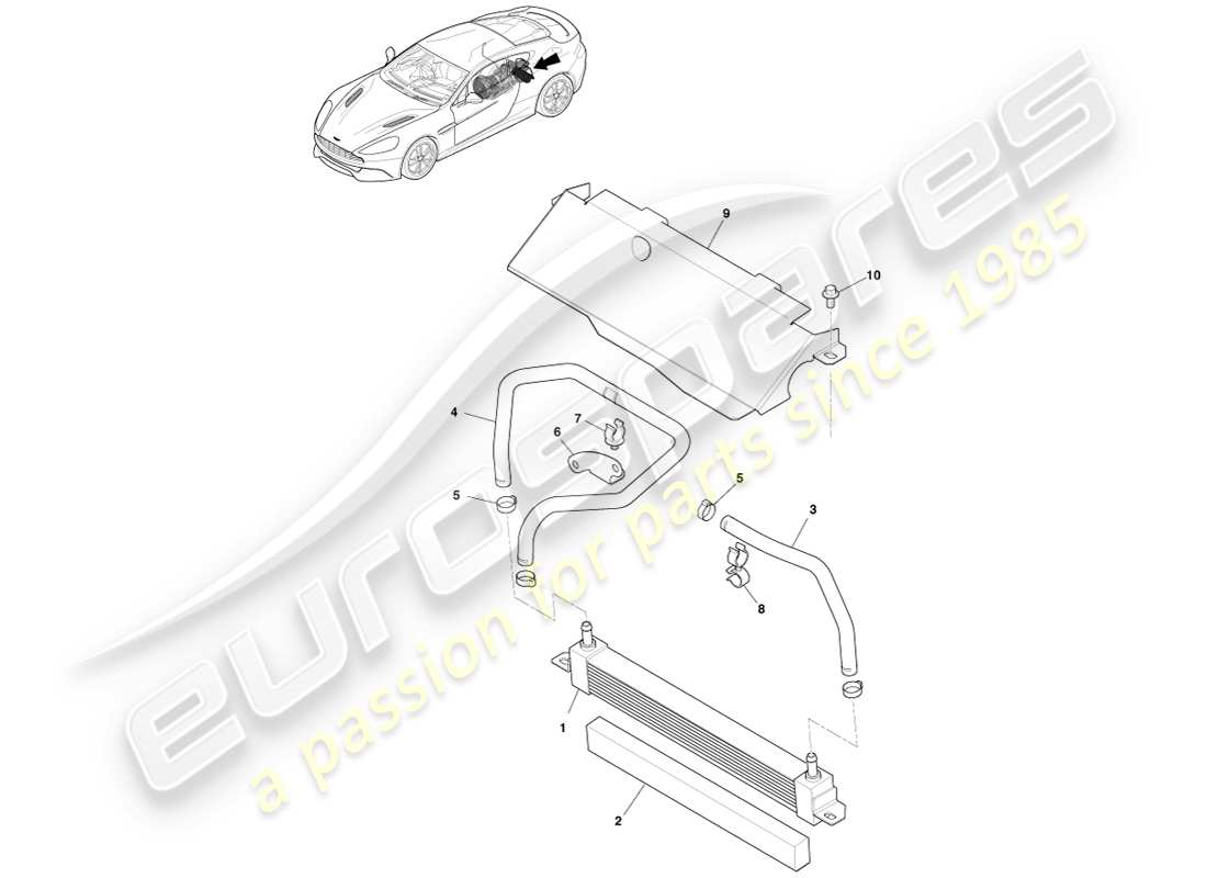 aston martin vanquish (2014) radiatore dell'olio della trasmissione diagramma delle parti