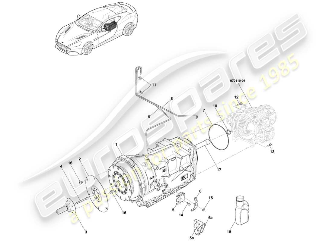 aston martin vanquish (2014) trasmissione, diagramma delle parti 8 spd