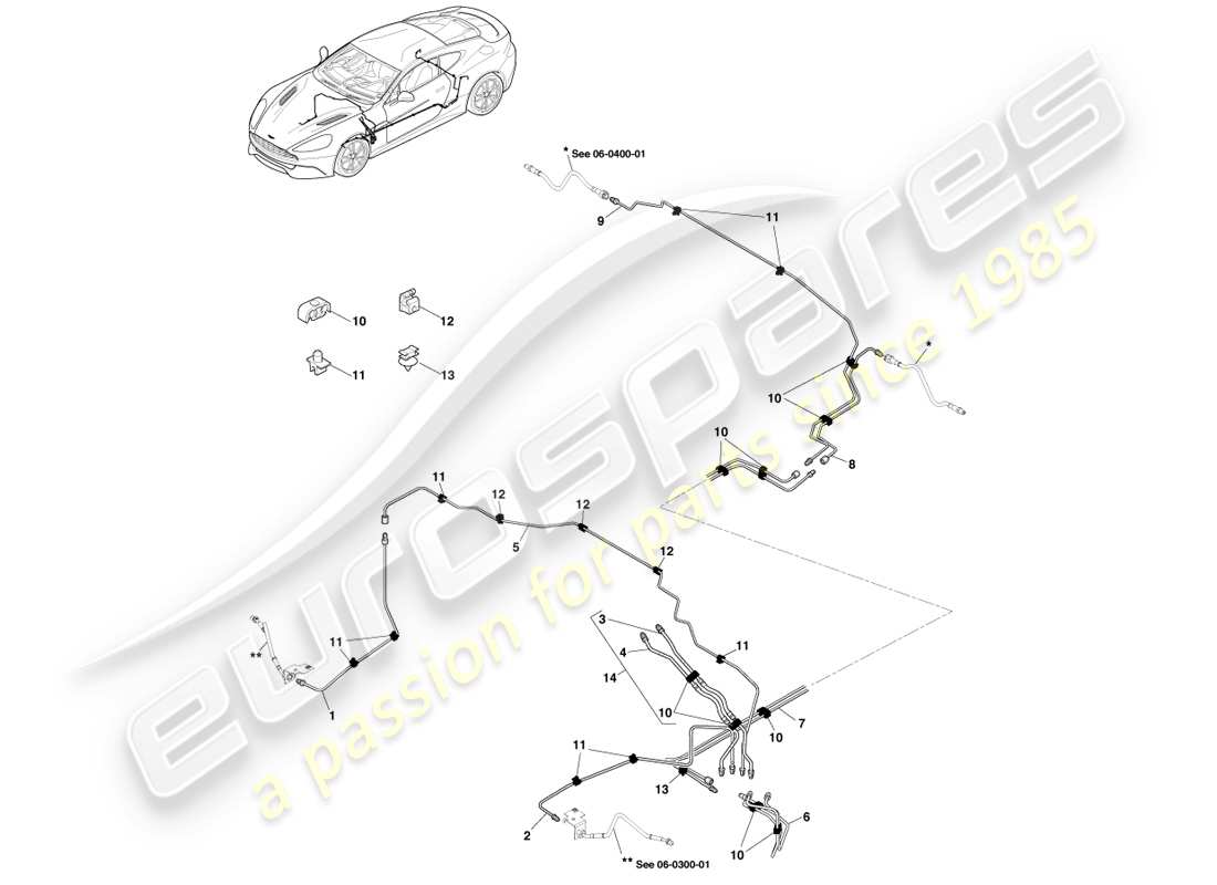 aston martin vanquish (2014) tubi e tubi flessibili dei freni, guida a sinistra diagramma delle parti