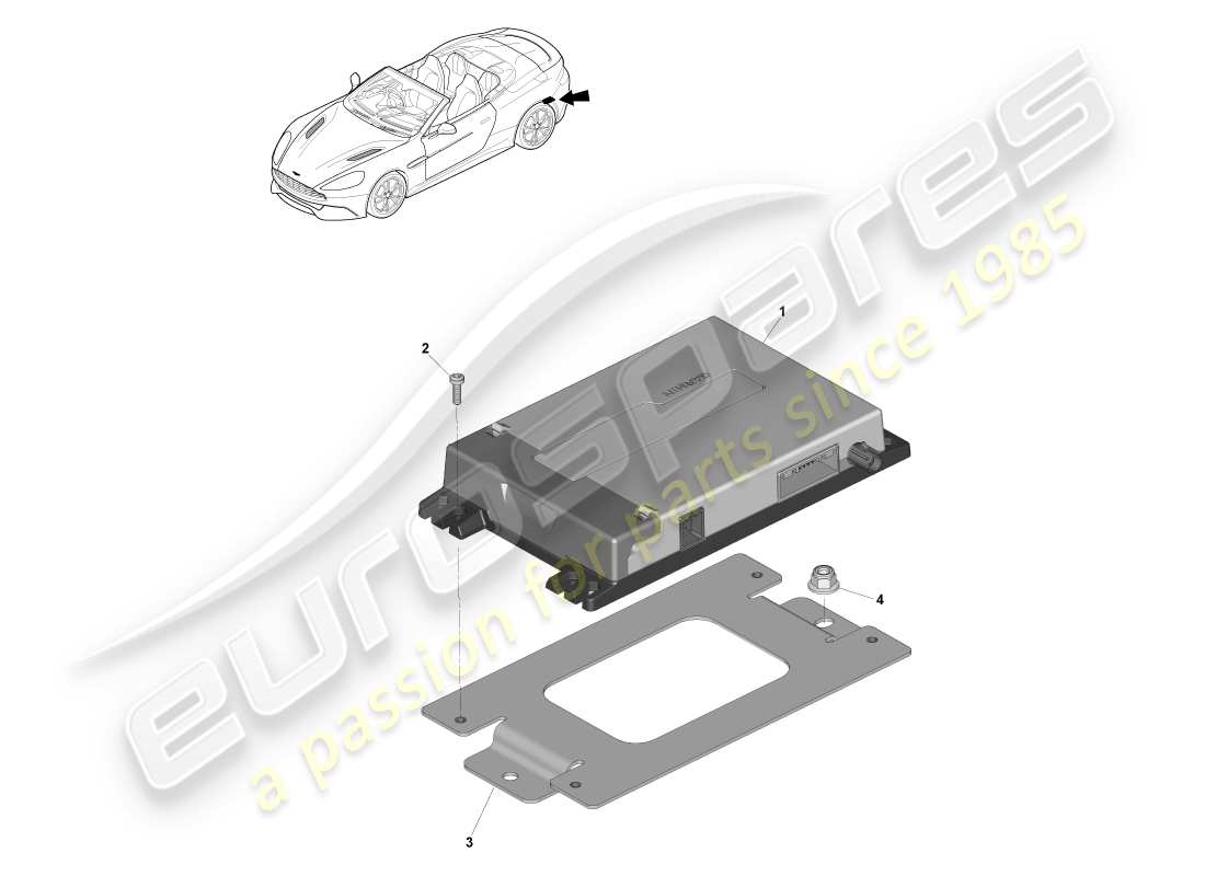 aston martin vanquish (2013) modulo di navigazione, volante diagramma delle parti