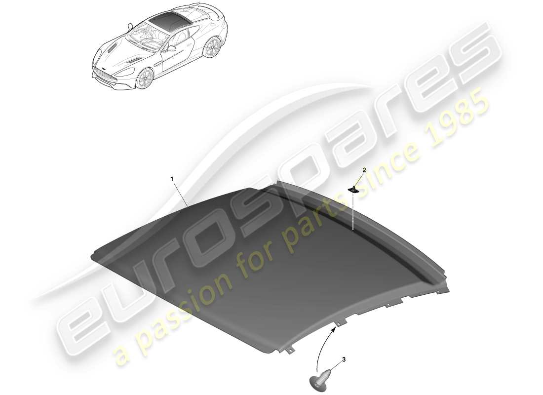 aston martin vanquish (2014) assemblea del headliner diagramma delle parti