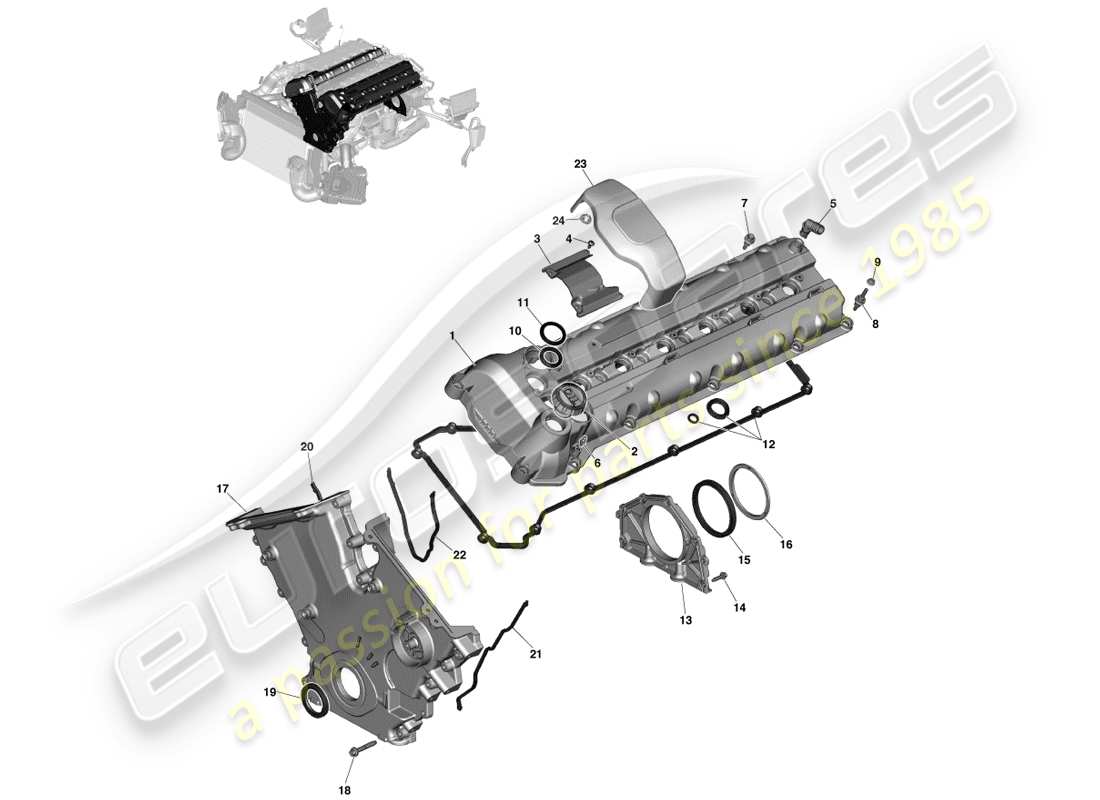 aston martin vanquish (2014) sigillatura del motore diagramma delle parti