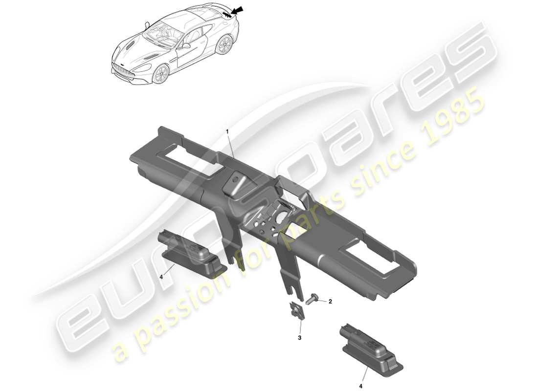 aston martin vanquish (2013) luci targa diagramma delle parti