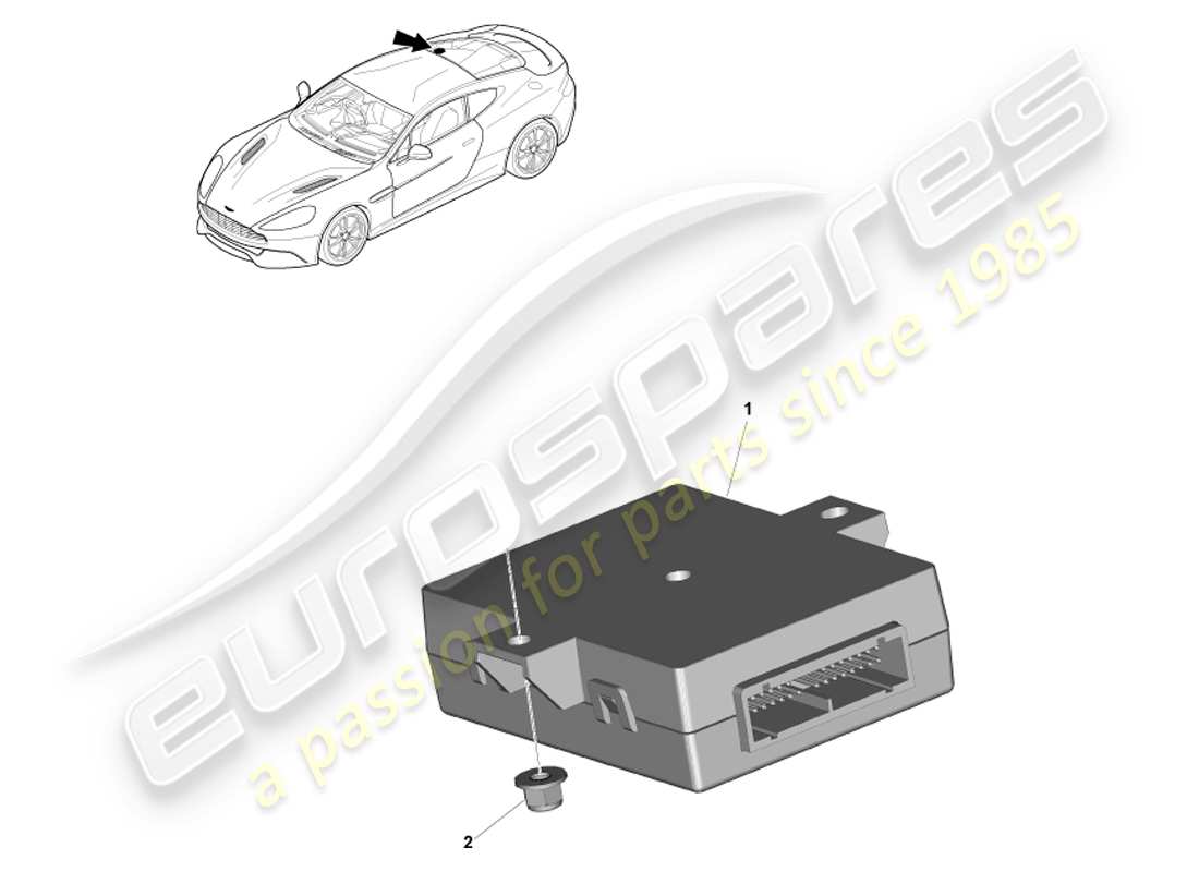aston martin vanquish (2013) diagramma delle parti del controller di chiusura del bagagliaio