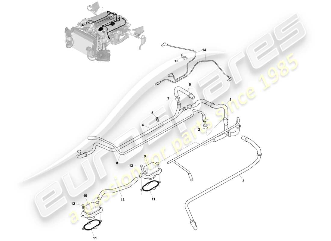 aston martin vanquish (2013) controllo delle emissioni diagramma delle parti
