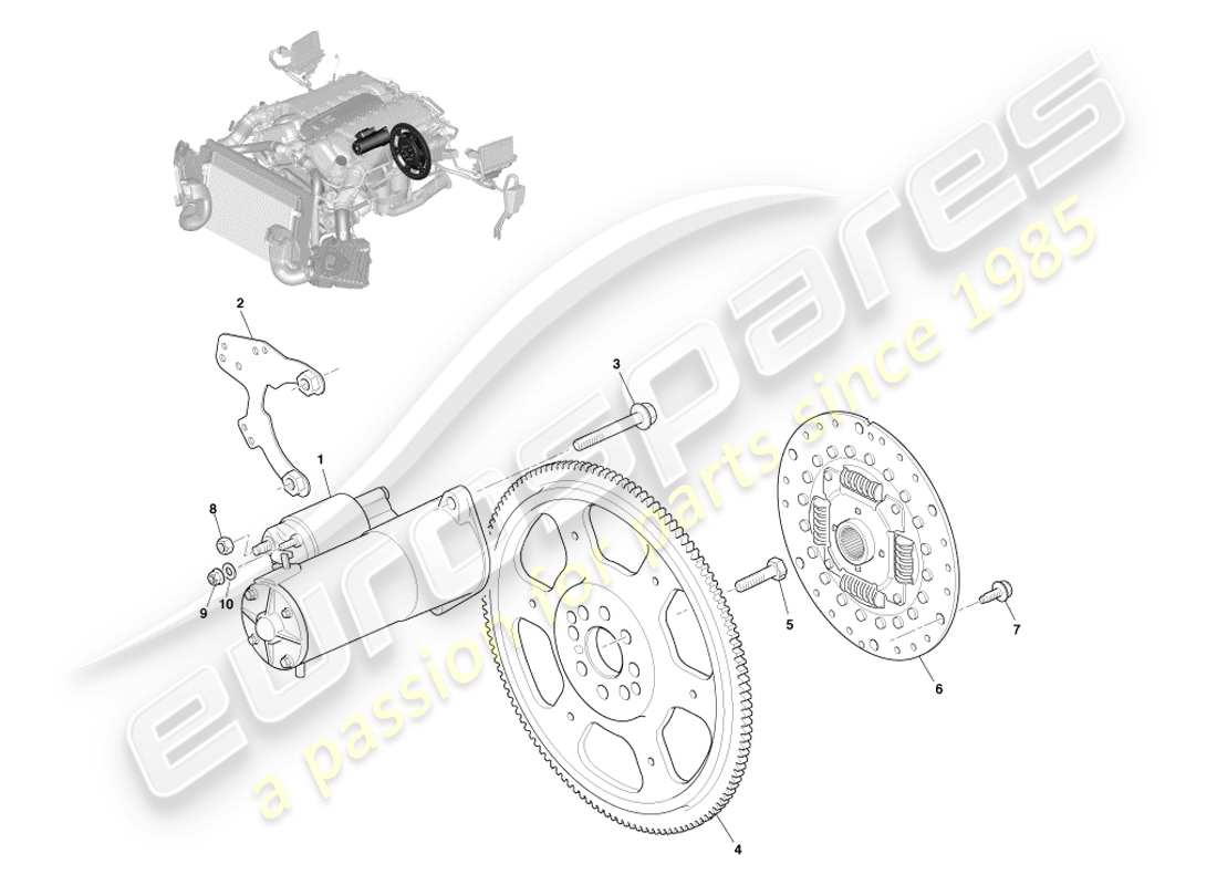 aston martin vanquish (2014) avviamento del motore, diagramma delle parti di auto