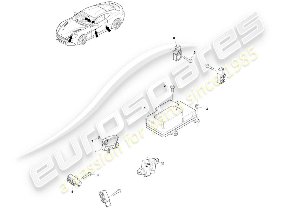 aston martin vanquish (2013) elettronica di ritenuta diagramma delle parti