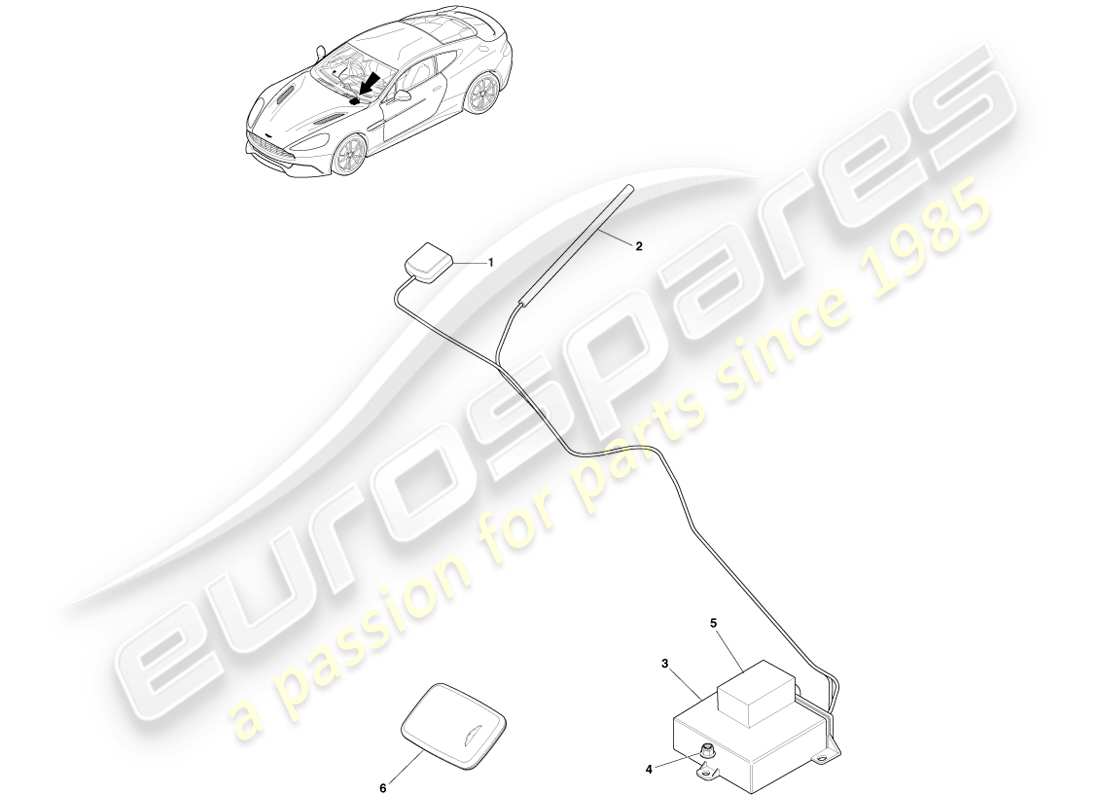 aston martin vanquish (2013) cat-5 localizzatore diagramma delle parti