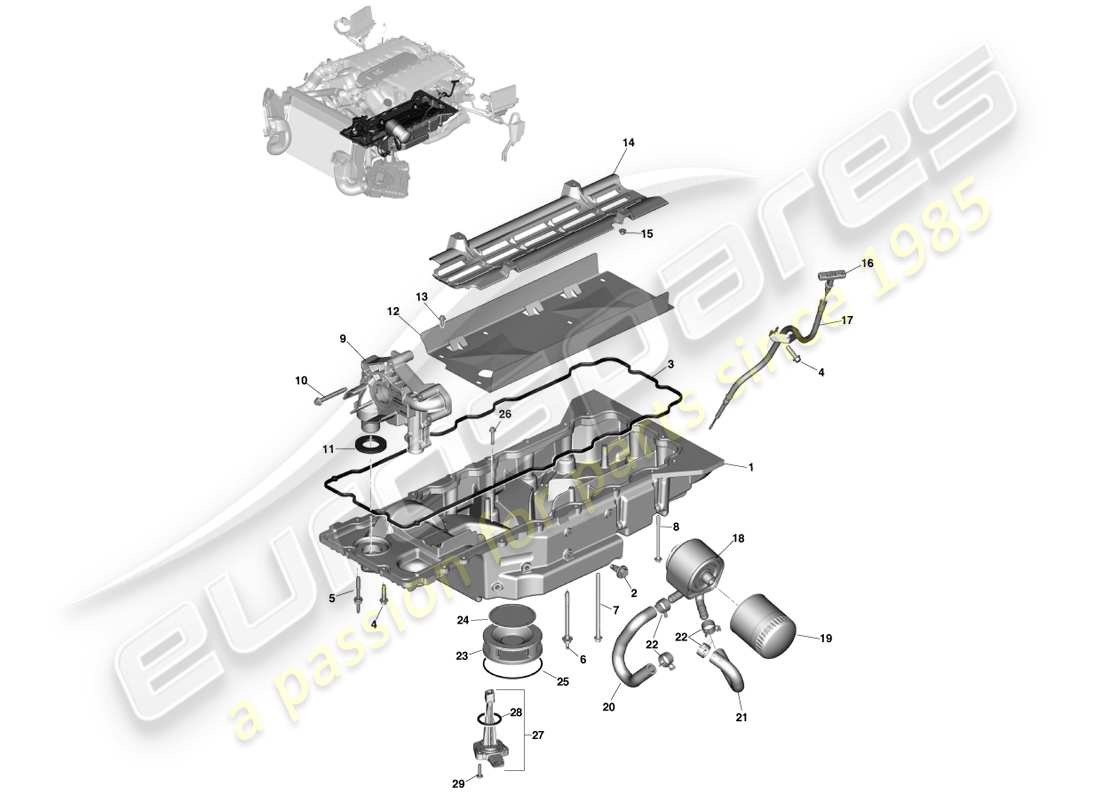 aston martin vanquish (2013) lubrificazione del motore diagramma delle parti