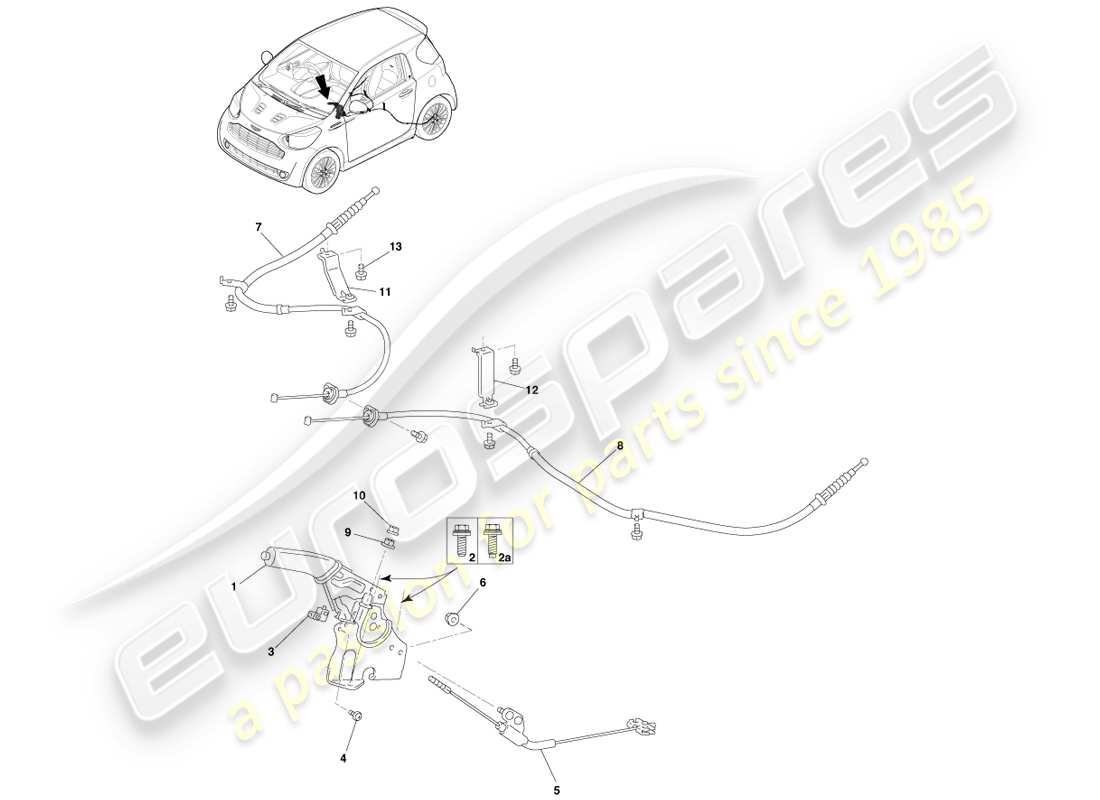 aston martin cygnet (2012) freno di stazionamento diagramma delle parti