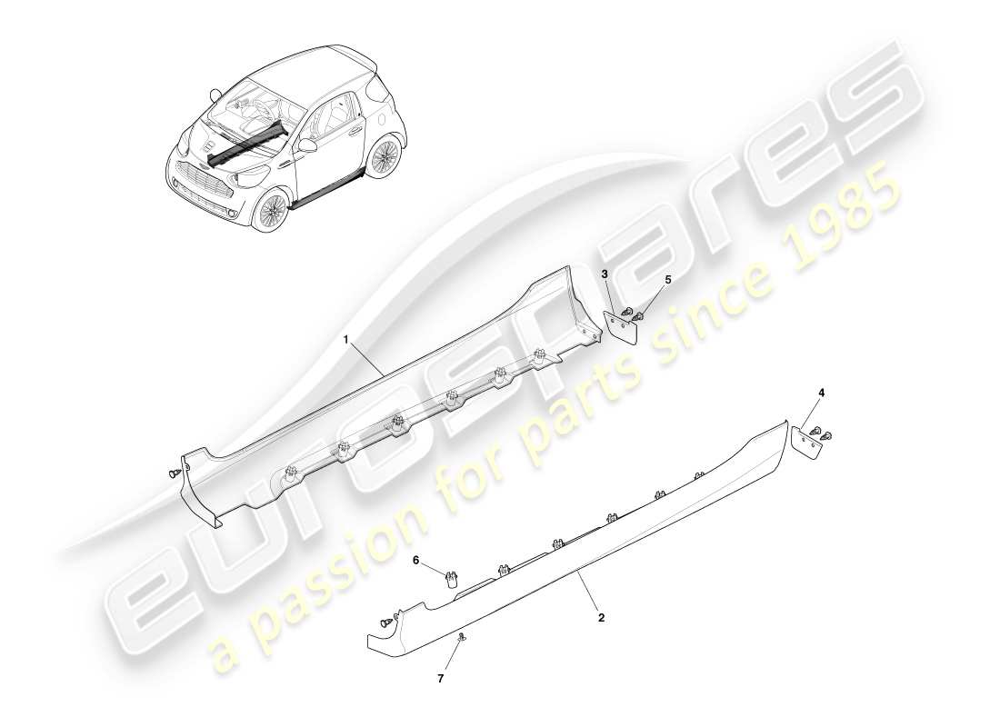 aston martin cygnet (2012) applicazioni sul davanzale diagramma delle parti