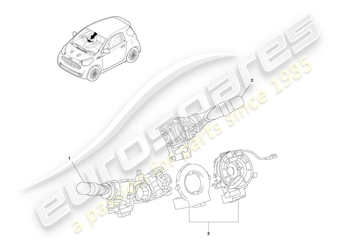 aston martin cygnet (2012) interruttore piantone sterzo diagramma delle parti