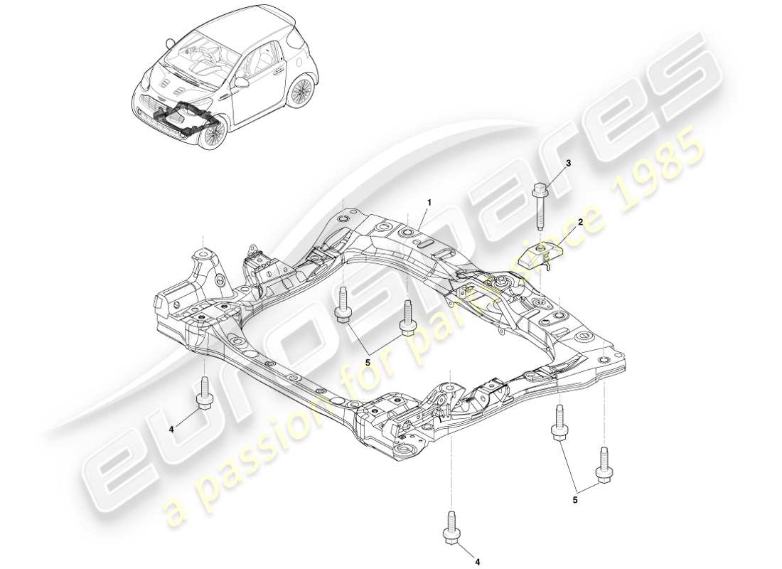 aston martin cygnet (2012) sottotelaio anteriore diagramma delle parti
