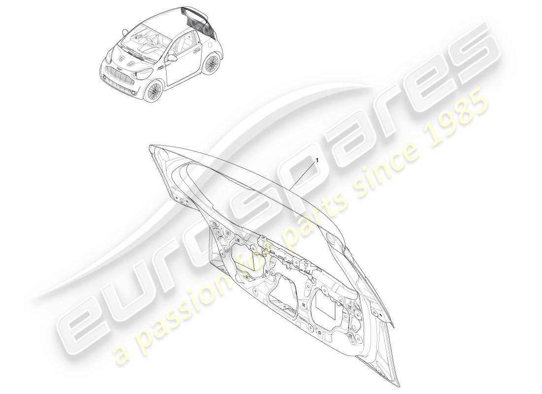 aston martin cygnet (2012) pannello biw del portellone posteriore diagramma delle parti