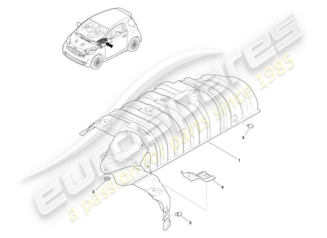 aston martin cygnet (2012) sottogruppo isolante diagramma delle parti