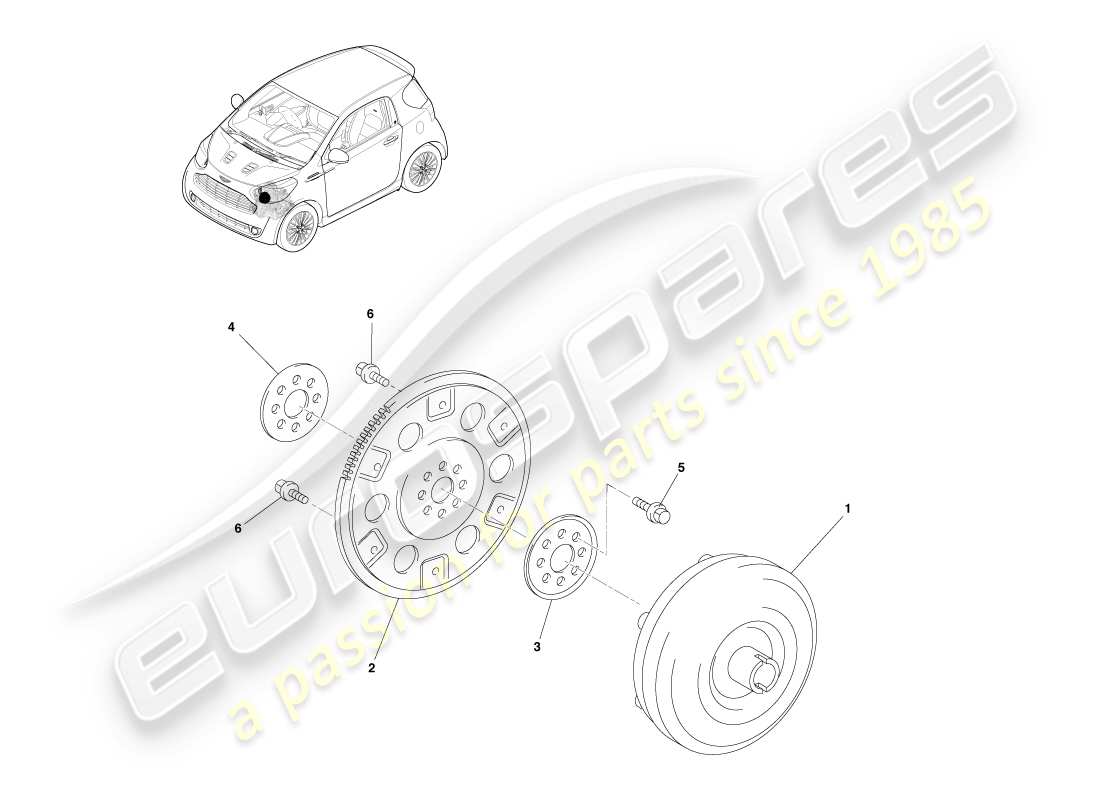 aston martin cygnet (2012) convertitore di coppia diagramma delle parti